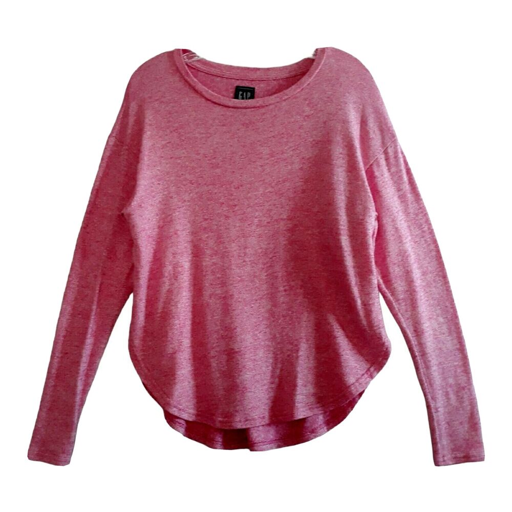 Gap Sweater Women XS  Pink Rounded Hem  Soft Long Sleeve Boat Neck Side Slits